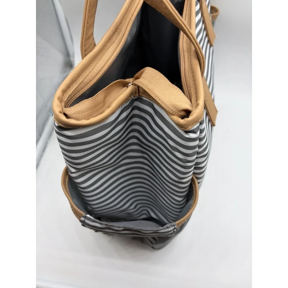 New W/Out Tags Fit & Fresh Grey and white striped Insulated Lunch Tote